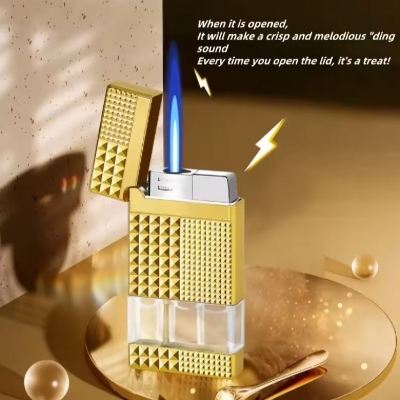 Picture of Metal Windproof Jet Flame Color Lightweight Steel Sound Lighter