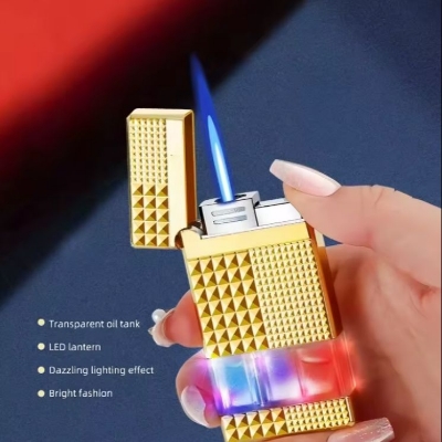 Picture of Metal Windproof Jet Flame Color Lightweight Steel Sound Lighter