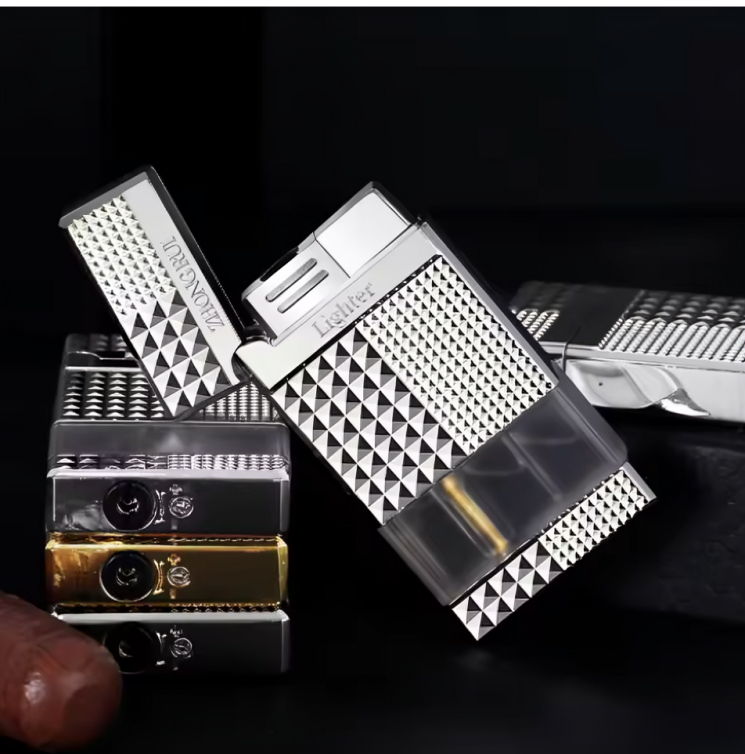 Picture of Metal Windproof Jet Flame Color Lightweight Steel Sound Lighter