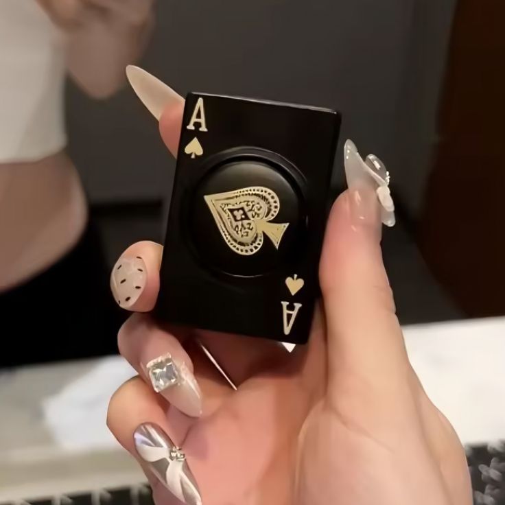 Picture of Hot New Poker Ace of Spades Lighter Turntable Decompression Windproof Butane Lighter