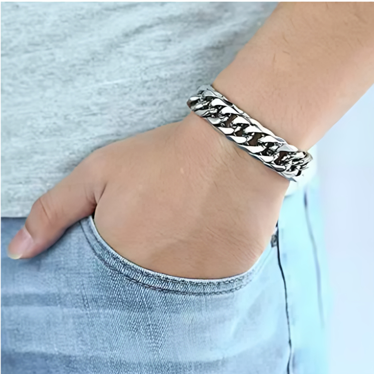 Picture of HNS13mm Stainless Steel Bracelet for Men Punk Male Thick Hand Chain Bike Motorcycle Jewelry Accessories