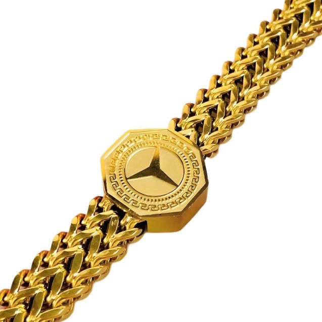 Picture of Mercedes Benz Punk Men Wide Cuban Link Chain Bracelet Stainless Steel Motorcycle Bracelets Accessories Male Pulseira