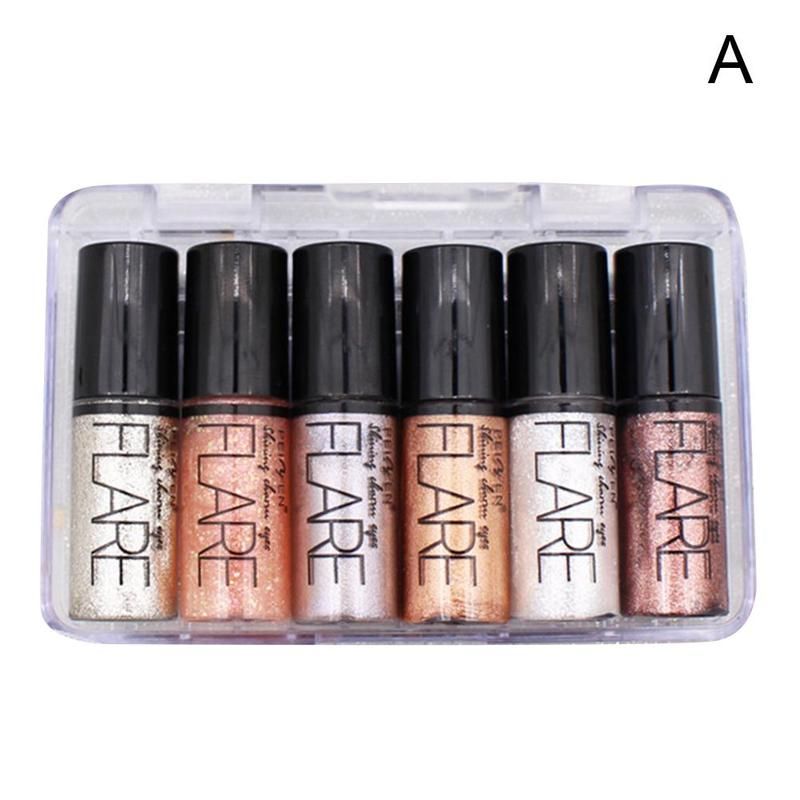 Picture of 6 Colors Glitter Diamond Liquid Eyeshadow Set Pearlescent silkworm Cosmetics Brighten Lying Eyes Makeup shadow Eye