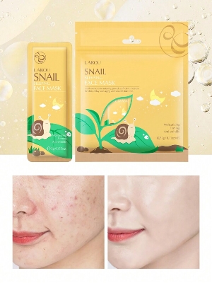 Picture of Laikou 5PCS Sakura Snail Seaweed Matcha Skin Rejuvenation No Washing Sleeping Mask Cream Hydrating Face Mask Anti Wrinkle Nourishing Skin Care Portable