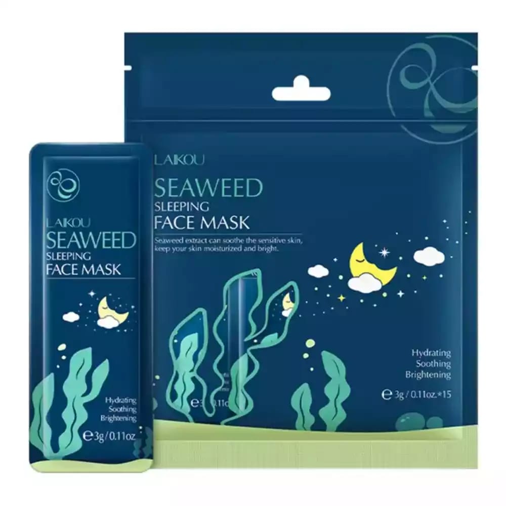 Picture of Laikou 5PCS Sakura Snail Seaweed Matcha Skin Rejuvenation No Washing Sleeping Mask Cream Hydrating Face Mask Anti Wrinkle Nourishing Skin Care Portable