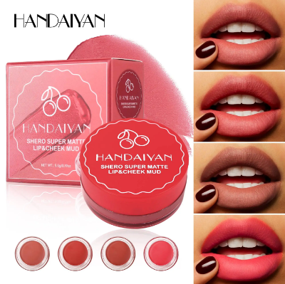 Picture of HANDAIYAN 4 Colors Long-lasting Waterproof Lip Mud Matte Mist Cheek Gel Delicate Soft Texture 2 In 1 Lip Makeup Cosmetics