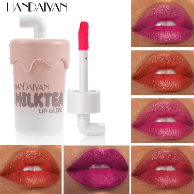 Picture of HANDAIYAN 6 Colors High Pigment Mini Size Cute Milky Tea Bottle Hydrating Long-lasting Lip Tint