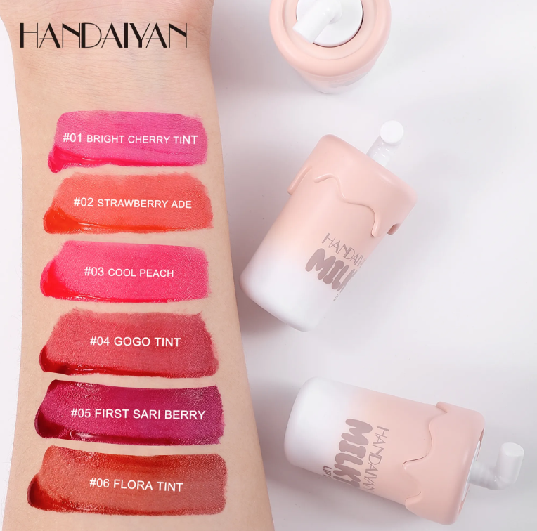 Picture of HANDAIYAN 6 Colors High Pigment Mini Size Cute Milky Tea Bottle Hydrating Long-lasting Lip Tint