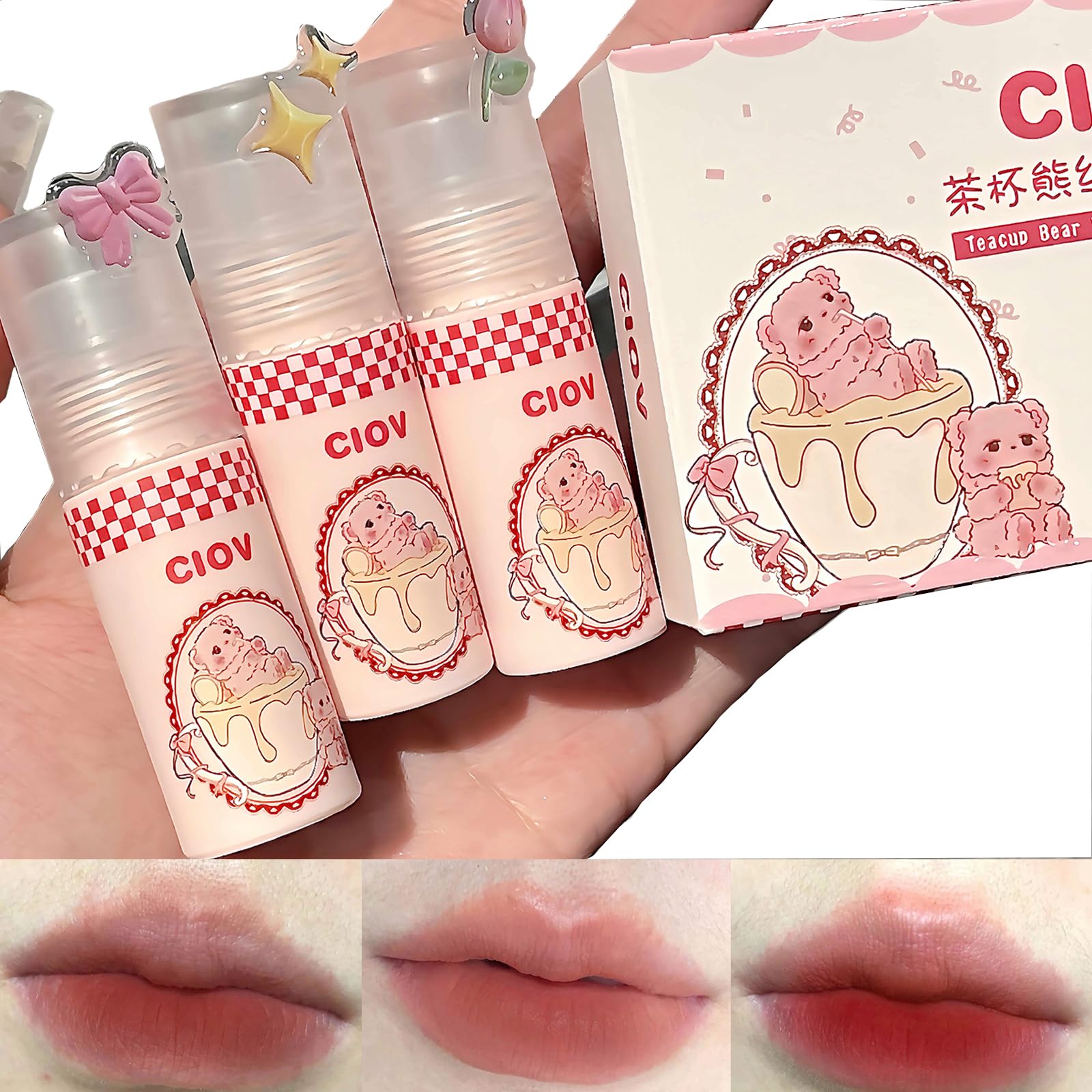 Picture of Ciov 3 Colours Teacup Bear Velvet Lip Mud Set- B