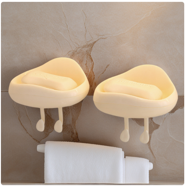 Picture of Cloud Soap Box Cream Style Wall-Mounted New Punch-Free Bathroom Drain Rack Storage Rack Soap Box