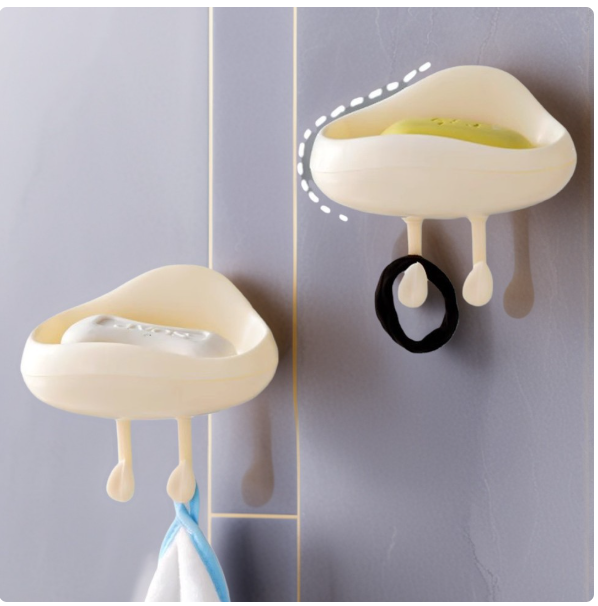 Picture of Cloud Soap Box Cream Style Wall-Mounted New Punch-Free Bathroom Drain Rack Storage Rack Soap Box