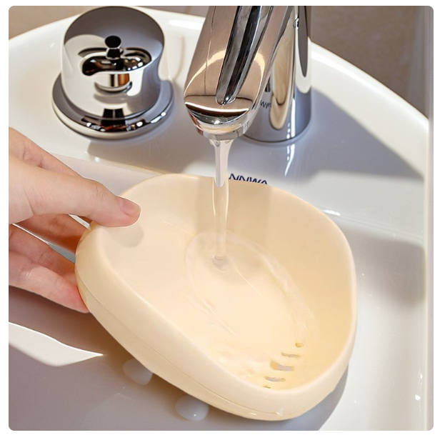 Picture of Cloud Soap Box Cream Style Wall-Mounted New Punch-Free Bathroom Drain Rack Storage Rack Soap Box
