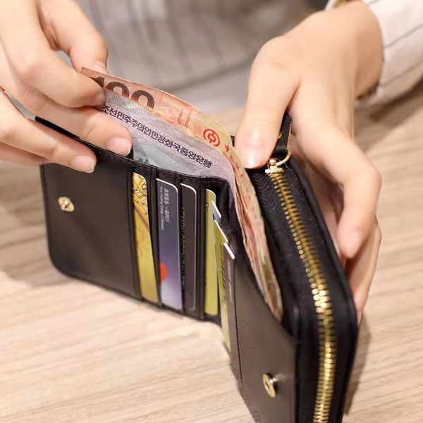 Picture of Mini Women's Short Zipper Zero Wallet Soft Leather Bag Anti-theft Feature Simple Classic Printed Cartoon Geometric Letter