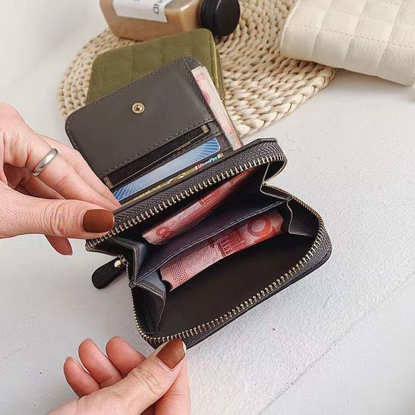 Picture of Mini Women's Short Zipper Zero Wallet Soft Leather Bag Anti-theft Feature Simple Classic Printed Cartoon Geometric Letter