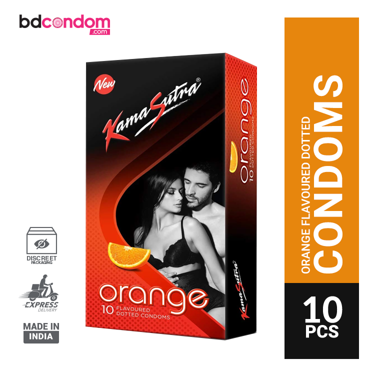 Picture of KamaSutra Orange Flavoured - Dotted Condoms - 10Pcs Pack(India)