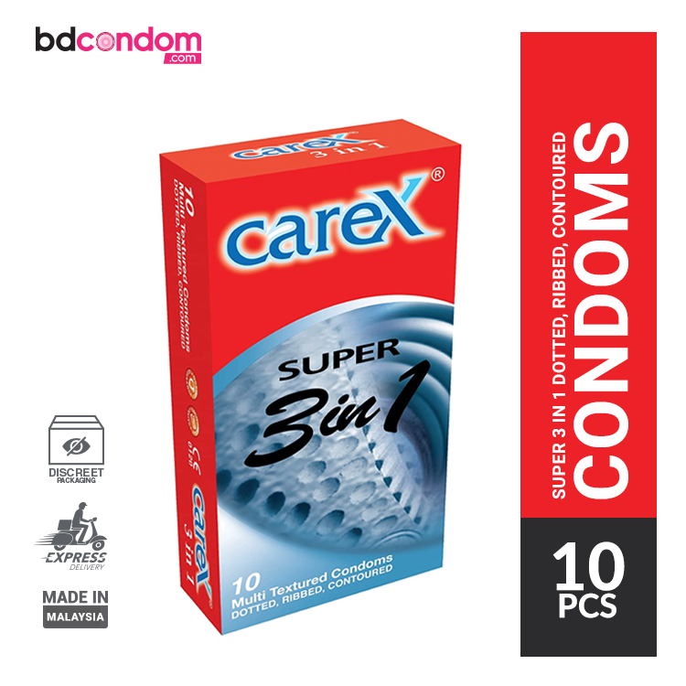 Picture of Carex 3 in1 Dotted, Ribbed and Contoured Condom - 10Pcs Pack (Malaysia)