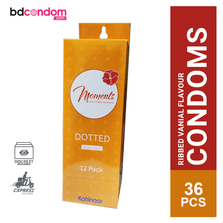 Picture of Moment Vanilla Flavour Dotted Condom - Full Box - 3x12=36pcs - Condom