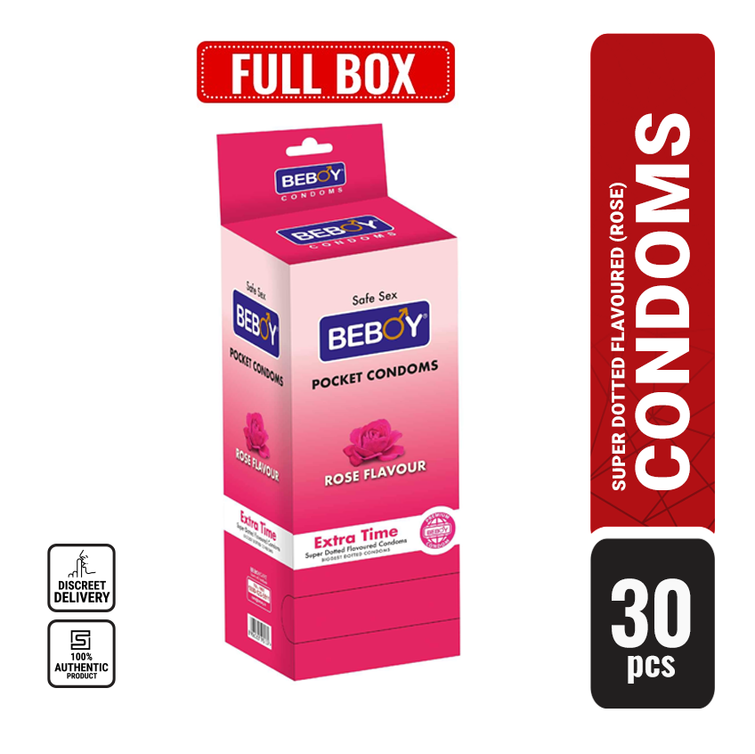 Picture of Beboy Extra Time Super Big Dotted Condom (Rose Flavoured) 3x10 - 30Pcs Full Box (India)