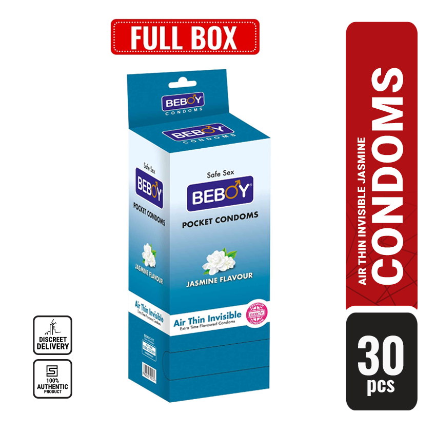 Picture of Beboy Extra Time Air Thin Invisible Condom (Jasmine Flavoured) 3x10 - 30Pcs Full Box(India)