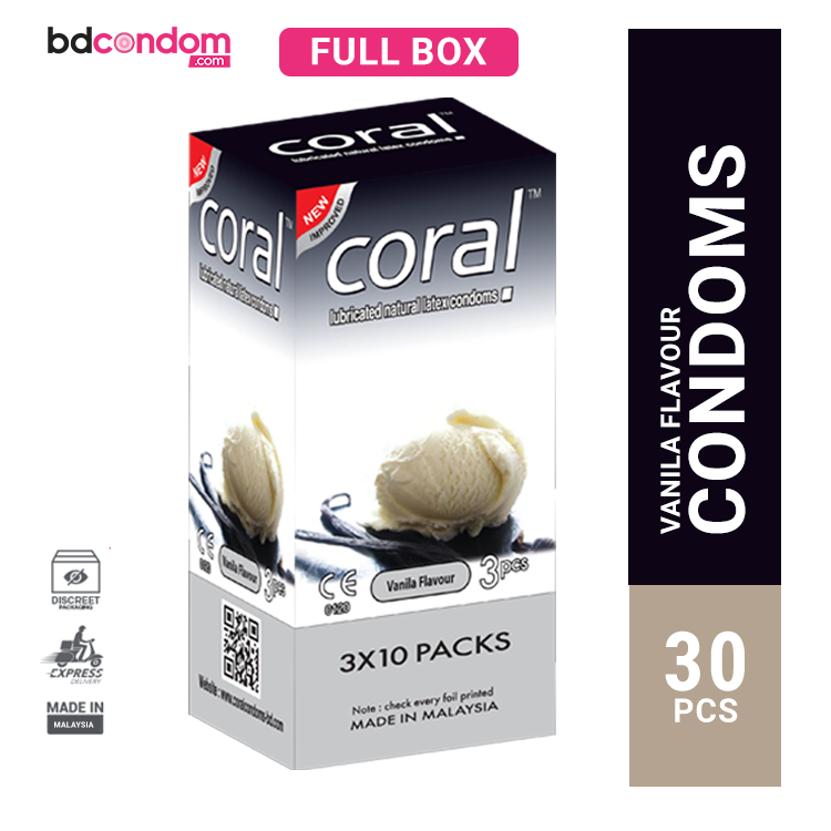 Picture of Coral Vanilla Flavor Latex Condom - Full Box - 30Pcs