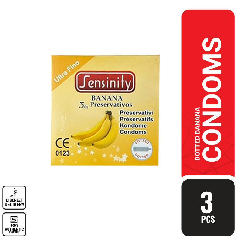 Picture of Sensinity Banana - Rose Flavored Condom = 3pcs
