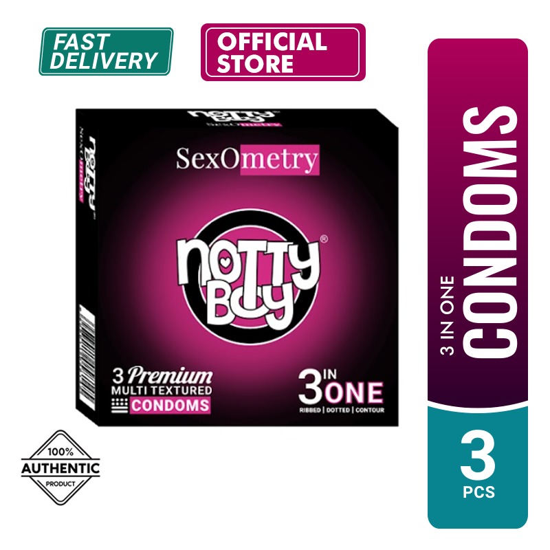 Picture of NottyBoy SexoMetry 3in1 - Ribbed, Dotted & Contoured Condom - 3Pcs Pack