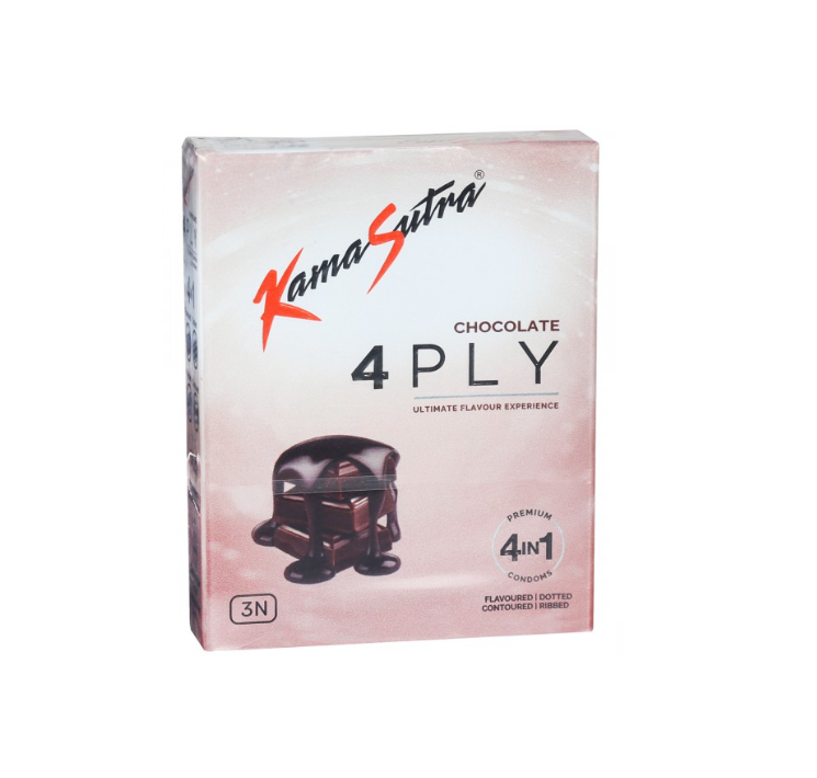 Picture of Kamasutra Chocolate 4 Ply Flavoured Dotted Condom - 3pcs Pack(India)
