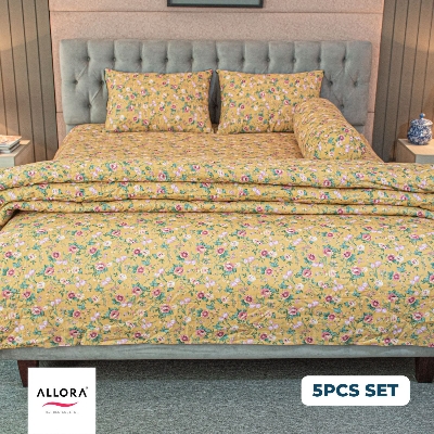 Spring Serenity Allora Comforter Bedding Set – Yellow (5Pcs)