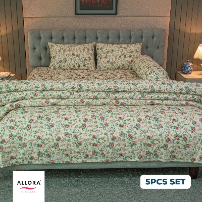 Spring Serenity Allora Comforter Bedding Set – Green (5Pcs)