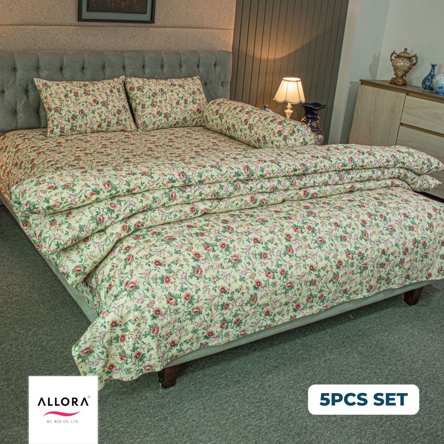 Spring Serenity Allora Comforter Bedding Set – Green (5Pcs)
