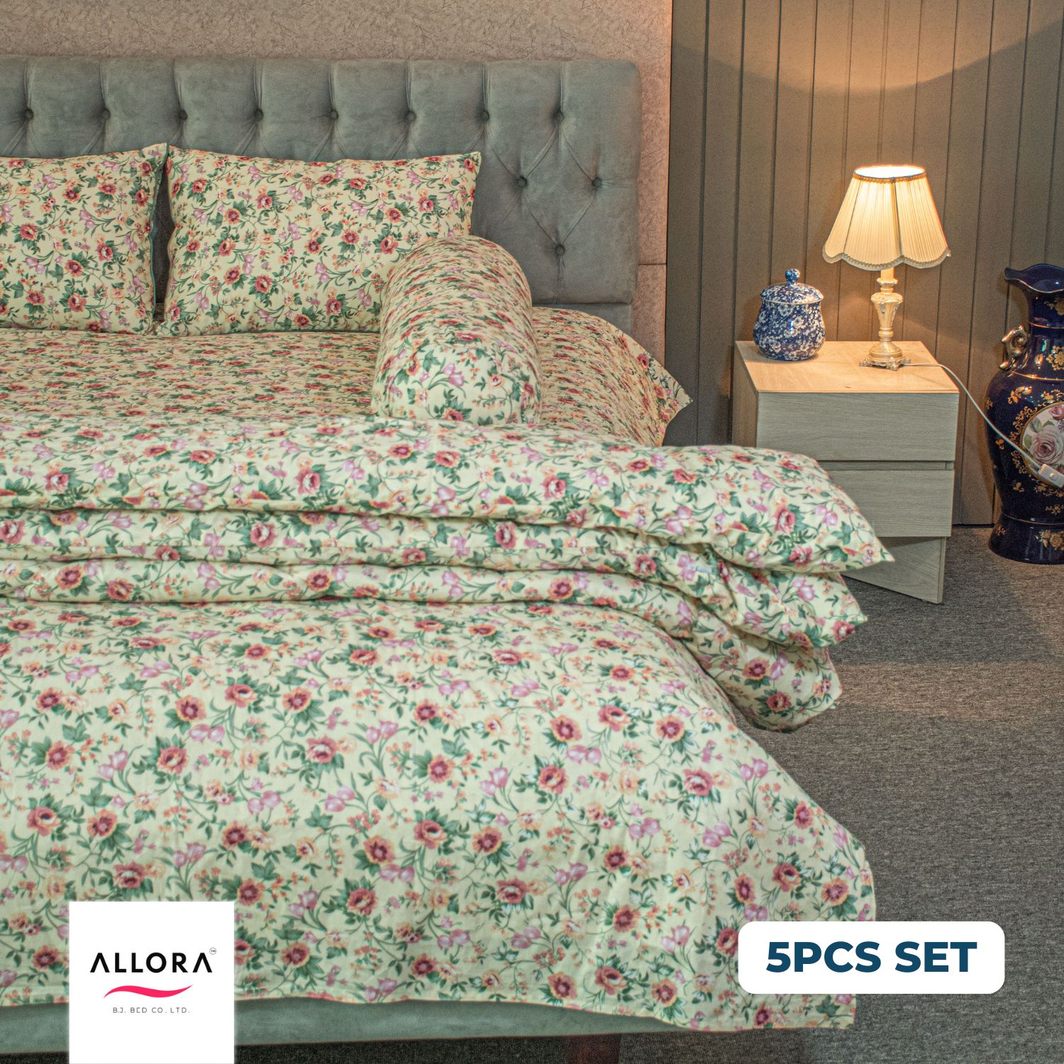 Spring Serenity Allora Comforter Bedding Set – Green (5Pcs)