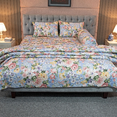 Monsoon Blooms – Heather Blue Comforter Set (5Pcs)