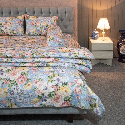 Monsoon Blooms – Heather Blue Comforter Set (5Pcs)