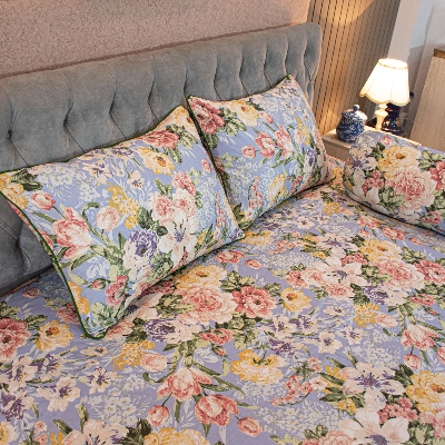 Monsoon Blooms – Heather Blue Comforter Set (5Pcs)