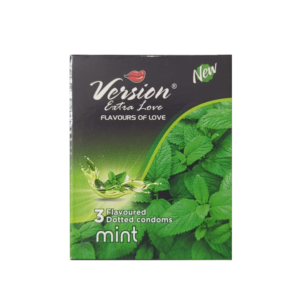 Picture of Version Extra Love Dotted Mint Flavoured Condom - 3Pcs Pack