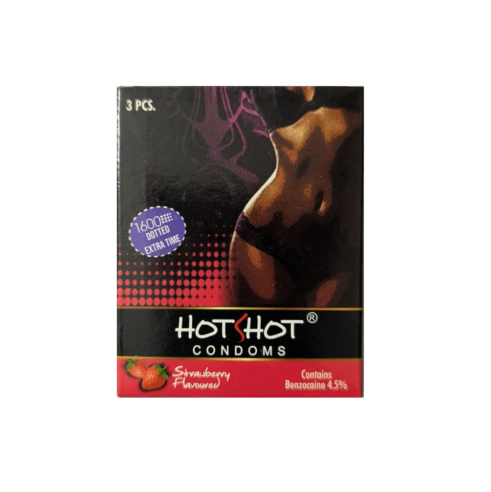 Picture of HotShot Strawberry Extra Time 1600+ Dotted Condom - 3Pcs Pack(India)