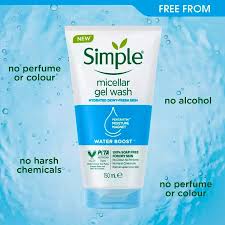 Picture of Simple Water Boost Micellar Facial Gel Wash for Hydrated Dewy - Fresh Skin - 150ml (UK)