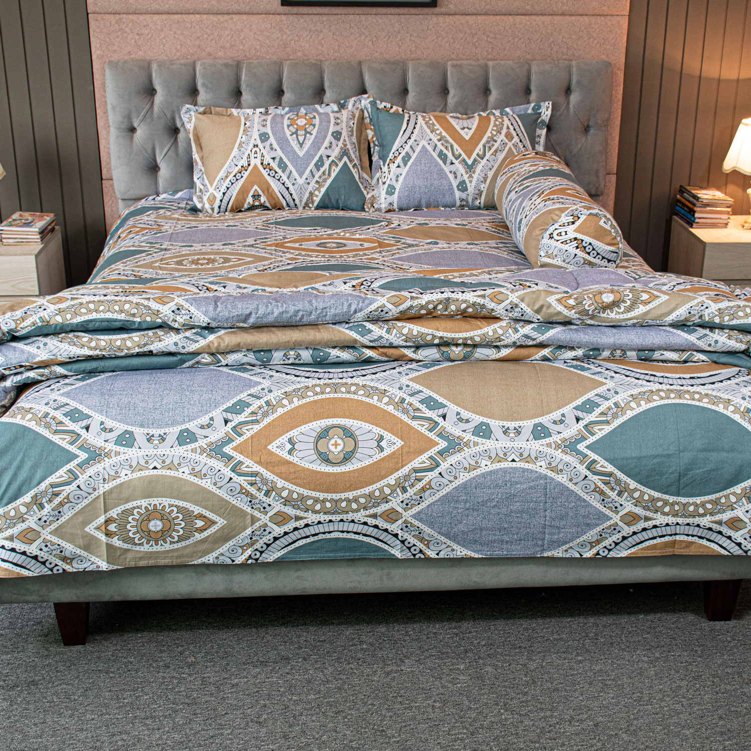Olive Print Comforter Bedding Set (5Pcs)