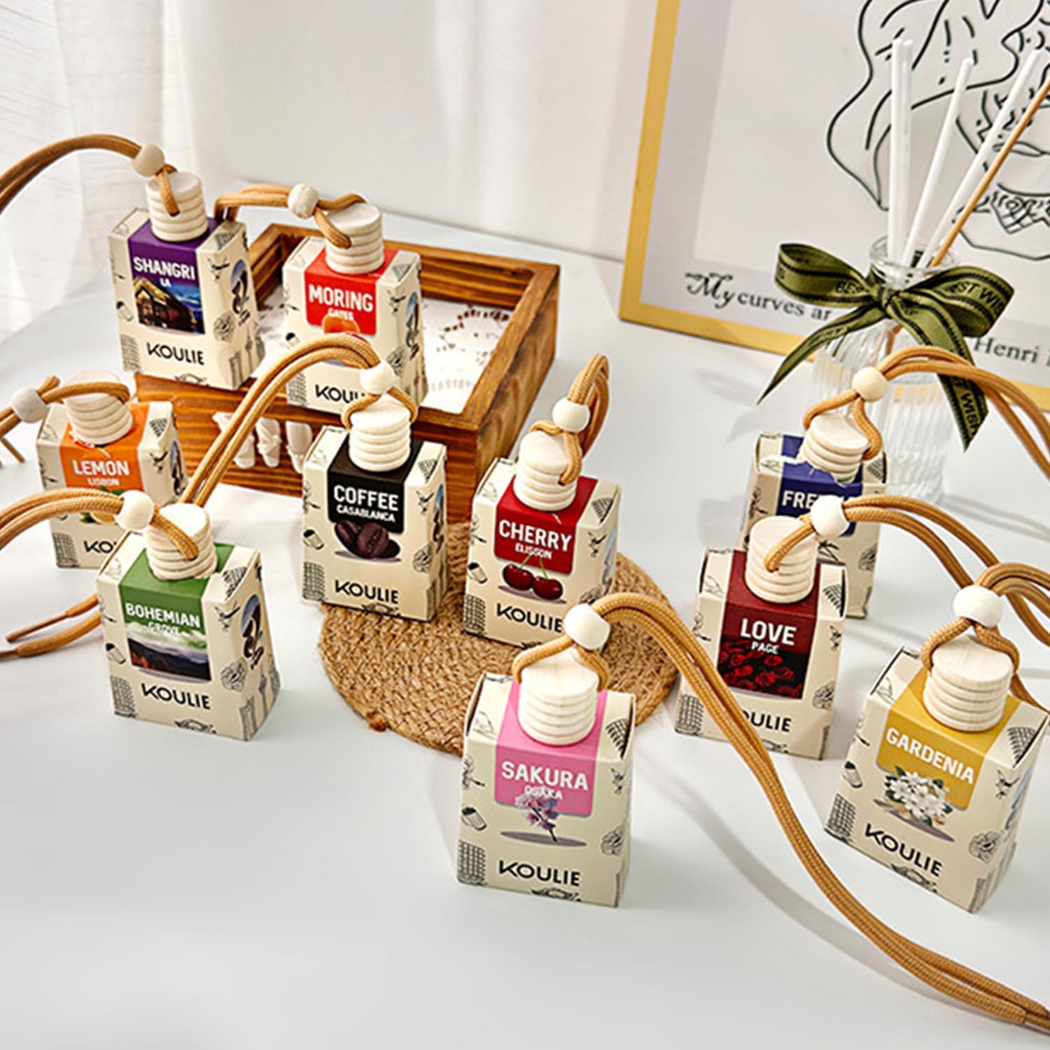 Picture of Car Air Freshener Diffuser for Essential Oils, Hanging Fragrance Oil Diffuser for Car 1 pcs