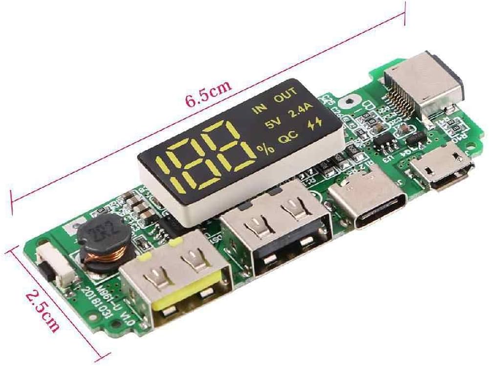 Picture of Dual USB 5V 2.4A Mobile Power Bank Module 186 50 Lithium Battery Charger Board with Overcharge Overdischarge Short Circuit Protection DIY USB Power Bank Board