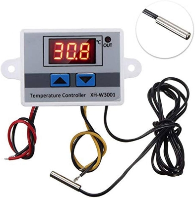 Picture of XH-W3001 Digital LED Temperature Controller Module Digital Thermostat Switch with Waterproof Probe Programmable Heating Cooling Electronic Thermostat Range from -50℃ to 110℃ (12V 10A 120W)