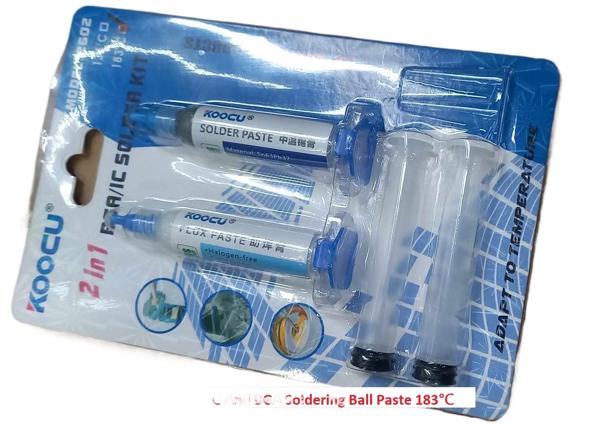 Picture of Koocu 2 in 1 BGA/IC Solder Kit 138C Flax Paste 5cc + Solder Paste sn42bi58 25g 2 In 1 Solder Kit Set