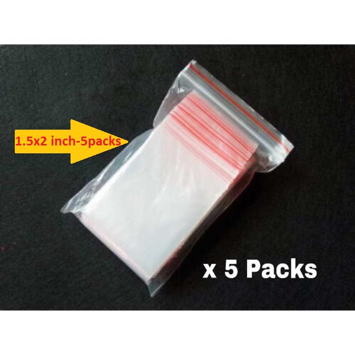 Picture of 5 packet Of 500Pcs - Zipper Bag Size 1.5×2 Inch 38×50mm Ziplock Bag Transparent Zipper Poly 1x100pcs/5 Packet Bag Packet Clear Plastic Bags Re-Sealable Packaging Bags Zipper Bag 1.5×2 Inch