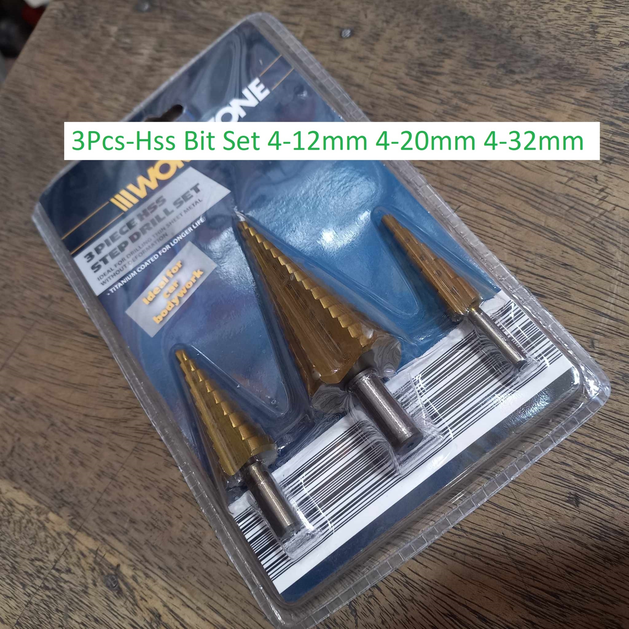 Picture of 3Pcs SET 4-12mm 4-20mm4-32 HSS Drill Bit Titanium Step Cone Drill Bit 1/4″ Inch Hex Shank Drive Wood Drilling
