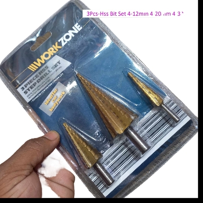 Picture of 3Pcs SET 4-12mm 4-20mm4-32 HSS Drill Bit Titanium Step Cone Drill Bit 1/4″ Inch Hex Shank Drive Wood Drilling