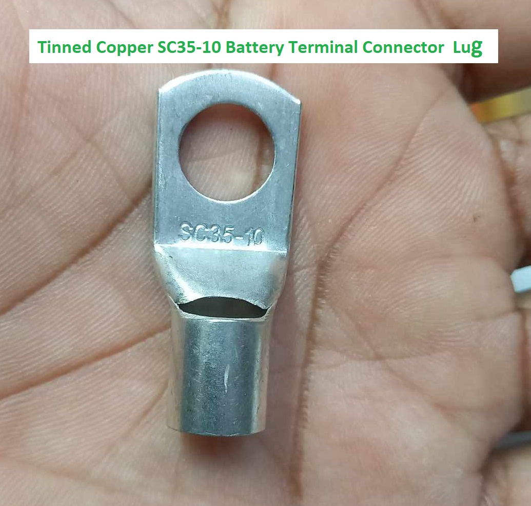 Picture of 2Pcs-Tinned Copper SC35-10 Battery Terminal Connector For Cable Wire Lug Wire Nose Ring Type Crimp Cable End Connector Terminals SC35-10 Battery Connector