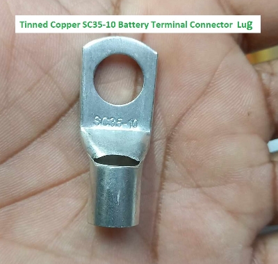 Picture of 2Pcs-Tinned Copper SC35-10 Battery Terminal Connector For Cable Wire Lug Wire Nose Ring Type Crimp Cable End Connector Terminals SC35-10 Battery Connector
