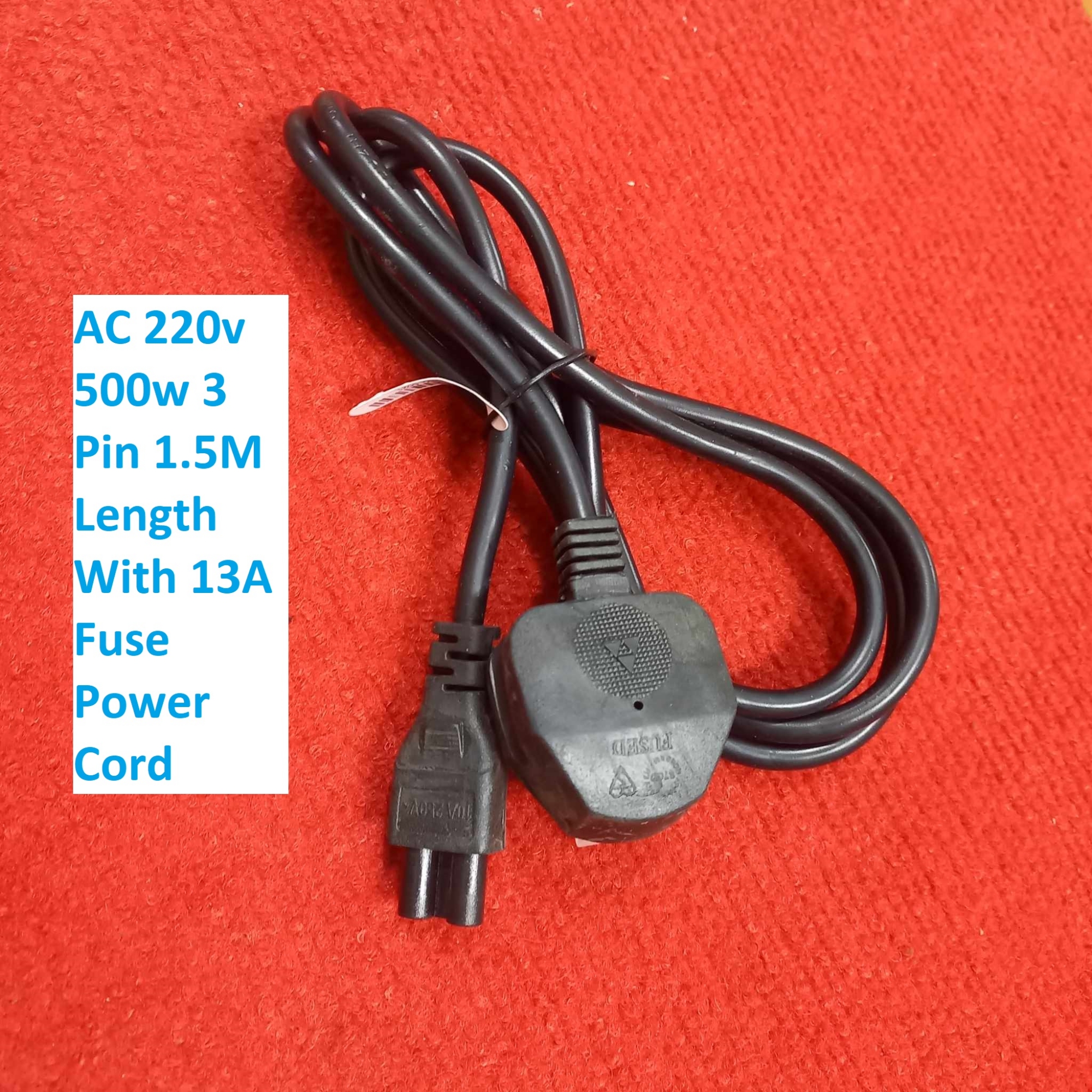 Picture of Power Cable AC 220v 500w 3 Pin 1.5M Length With 13A Fuse Power Cord Cables