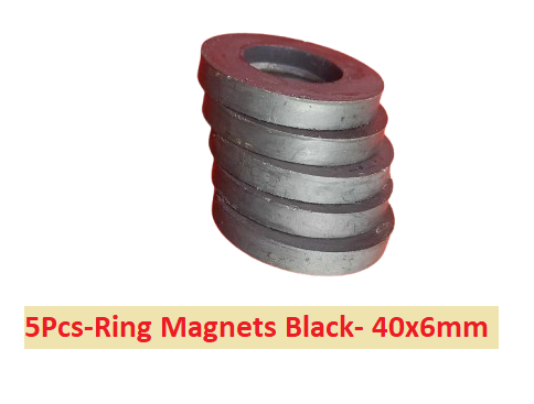 Picture of 5Pcs-Ring Magnets Black- 40x6mm  Magnets Multipurpose Permanent Round Ring Magnet Permanent Magnet