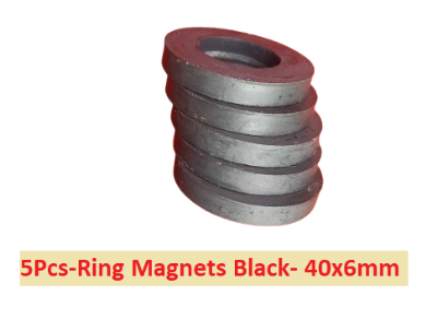 Picture of 5Pcs-Ring Magnets Black- 40x6mm  Magnets Multipurpose Permanent Round Ring Magnet Permanent Magnet